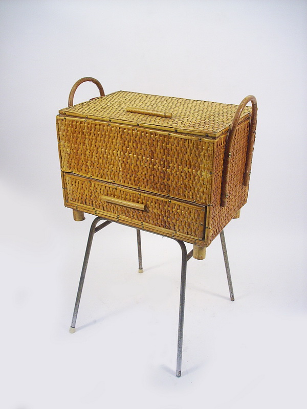 costurero mimbre metal 1u